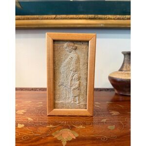 Vintage Ceramic Relief Plaque Signed HV, Framed Figural Wall Art